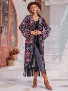 Bohemian Fringe Open Front Cardigan