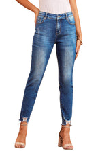 Load image into Gallery viewer, Blue Raw Hem Ankle-length Skinny Jeans | Bottoms/Jeans
