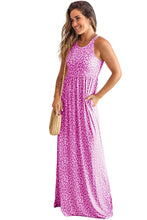 Load image into Gallery viewer, Womens Maxi Dress | Rose Leopard Print Pocketed Sleeveless Maxi Dress | Dresses/Maxi Dresses
