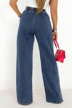 Load image into Gallery viewer, Wide Leg Jeans | Dark Blue Drawstring Elastic Waist
