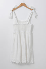 Load image into Gallery viewer, Mini Dress | White Adjustable Tie Straps Smocked Dress
