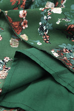 Load image into Gallery viewer, Green Floral Print Wrap V Neck Peplum Top | Tops/Blouses &amp; Shirts
