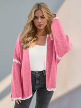 Load image into Gallery viewer, Double Take Contrast Open Front Dropped Shoulder Cardigan
