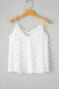 Tank Top | White Butterfly Applique Mesh Overlay