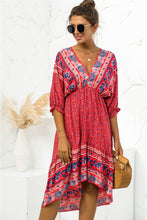 Load image into Gallery viewer, Bohemian Dress | Printed V Neck Dress
