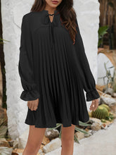 Load image into Gallery viewer, Pleated Mini Dress | Tie Neck Flounce Sleeve
