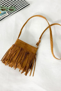 Leather Fringe Sling Cross Body Bag