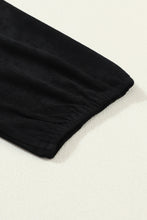 Load image into Gallery viewer, Black Suede Square Neck Puff Sleeve Dress
