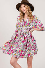 Load image into Gallery viewer, Mini Dress | Floral Button Down Mini Shirt Dress
