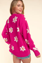 Load image into Gallery viewer, Daisy Floral Sweater | Pink Button Down Long Sleeve Cardigan
