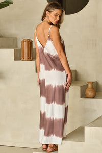 Maxi Dress | White Striped Tie Dye Dress