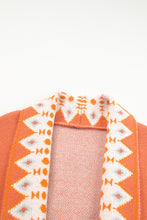 Load image into Gallery viewer, Open Knit Cardigan | Orange Printed Aztec Print Sweater
