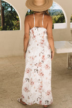 Load image into Gallery viewer, White Floral Slit Ruffled Halterneck Maxi Dress
