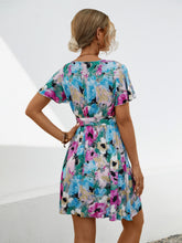 Load image into Gallery viewer, Mini Dress | Printed Surplice Tie Waist Dress
