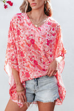 Load image into Gallery viewer, Womens Blouse-Floral V-Neck Three-Quarter Sleeve Blouse | Tops/Blouses &amp; Shirts
