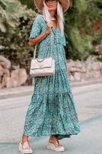 Load image into Gallery viewer, Sky Blue Paisley Print Boho Holiday Ruffle Tiered Maxi Dress | Dresses/Maxi Dresses
