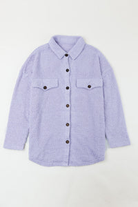 Shirt Jacket | Purple Plush Button Down Pocket