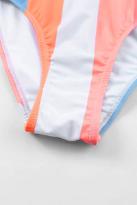 Orange Vertical Striped High Waist Bikini Swimsuit | Swimwear/High Waisted Swimsuit