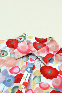 Multicolor Floral Print Bracelet Sleeve Shirt