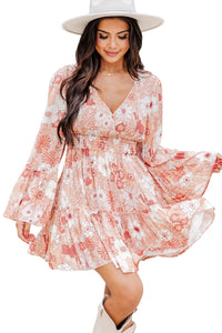 Floral Smocked High Waist Bell Sleeve Mini Dress | Dresses/Floral Dresses