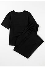 Load image into Gallery viewer, Wide Leg Pants Set | Black Solid Color T Shirt 2 Piece Set
