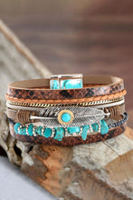 Load image into Gallery viewer, Leather Bracelet | Brown Vintage Turquoise Multi-Layer
