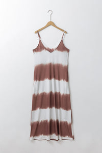 Maxi Dress | White Striped Tie Dye Dress