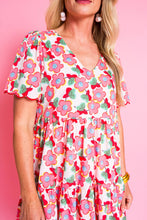 Load image into Gallery viewer, Ruffled Dress | Multi-Color Flower Print Short Sleeve Top
