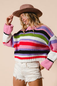 Multi Color Cropped Sweater