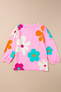 Rose Cute Flower Print Bracelet Sleeve Top | Tops/Tops & Tees