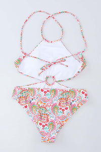 Multicolor Floral Print O-ring Lace-up Backless One Piece Swimsuit | Swimwear/One Piece Swimsuit