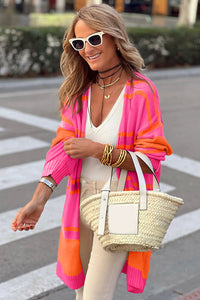 Multicolor Striped Long Sleeve Ribbed Trim Button Cardigan | Tops/Sweaters & Cardigans