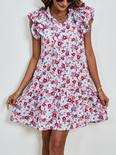 Load image into Gallery viewer, Womens Mini Dress | Tied Floral Cap Sleeve Mini Dress | Mini Dress
