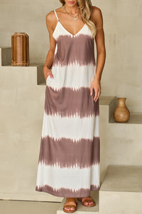 Maxi Dress | White Striped Tie Dye Dress