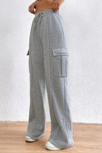 Load image into Gallery viewer, Light Grey Drawstring Waist Cargo Sweatpants | Bottoms/Pants &amp; Culotte
