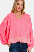 Load image into Gallery viewer, Pink Hoodie | Contrast Trim Slit Hoodie
