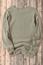 Load image into Gallery viewer, Pullover Sweatshirt | Green Solid Ribbed Knit Round Neck
