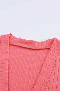 Pink Open Front Pocketed Knit Cardigan | Tops/Sweaters & Cardigans