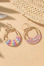 Load image into Gallery viewer, Pink Bohemian Woven Raffia Dangle Earrings | Accessories/Jewelry
