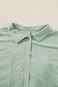 Loose Romper | Spinach Green Half Button Collared