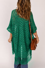 Load image into Gallery viewer, Openwork Open Front Cardigan with Fringes
