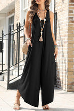 Load image into Gallery viewer, Womens Jumpsuit-Pocketed Scoop Neck Wide Leg Jumpsuit
