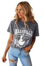 Load image into Gallery viewer, Gray Nashville Music City Graphic Mineral Washed Tee
