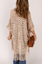 Load image into Gallery viewer, Openwork Open Front Cardigan with Fringes
