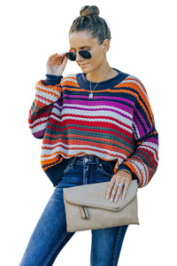 Stripe Boho Fashion Drop Shoulder Baggy Sweater | Tops/Sweaters & Cardigans