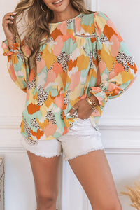 Pink Abstract Printed Long Sleeve Blouse | Tops/Blouses & Shirts