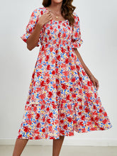 Load image into Gallery viewer, Short Sleeve Dress | Smocked Floral Square Neck
