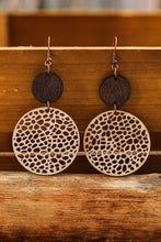 Load image into Gallery viewer, Drop Earrings | Khaki Hollow Out Wooden Round
