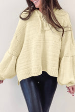 Load image into Gallery viewer, Beige Oversized Balloon Sleeve Hooded Sweater | Tops/Sweaters &amp; Cardigans
