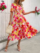 Load image into Gallery viewer, Flutter Sleeve Dress | Printed V-Neck Midi Dress
